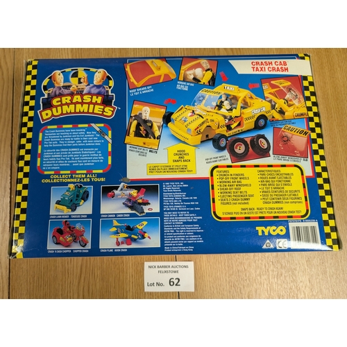 62 - Vintage Toys: Crash Dummies vintage boxed Crash Cab Taxi Crash set; plus 3x Crash Dummies stampers; ... 