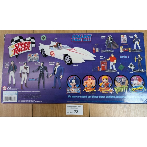 72 - Vintage Toys: Speed Racer Mach 5 Play Set, Spridle and Chim Chim, rare boxed set, box has a few scuf... 