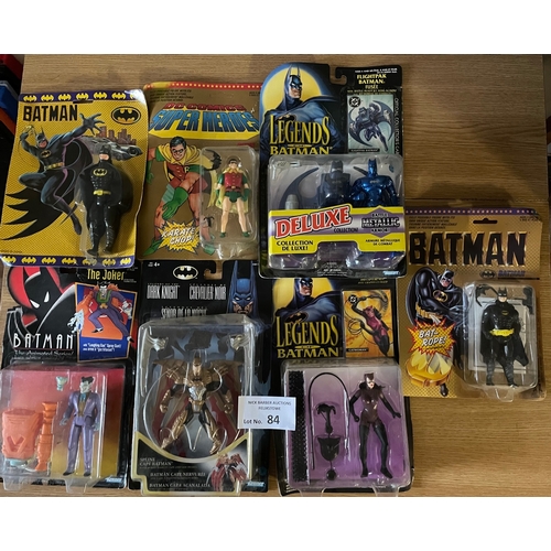 84 - Vintage Toys: Batman assortment of carded figures, several Kenner/Hasbro, Canadian issues; damage to... 