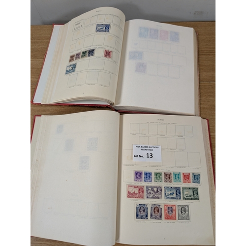 13 - Stamps: KGVI printed albums x2, 1x Mint and 1x Used; including many Mint definitive complete sets, i... 