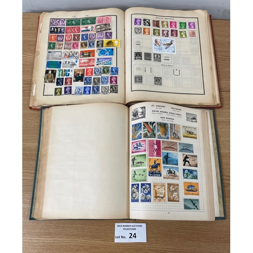 24 - Stamps: Collection of world stamps in albums, plus some covers, etc.