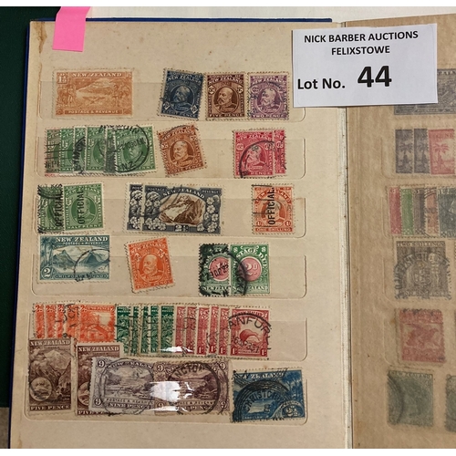 44 - Stamps: NZ collection in 2x albums, on album leaves, loose, miniature sheets, covers, etc.; early QV... 