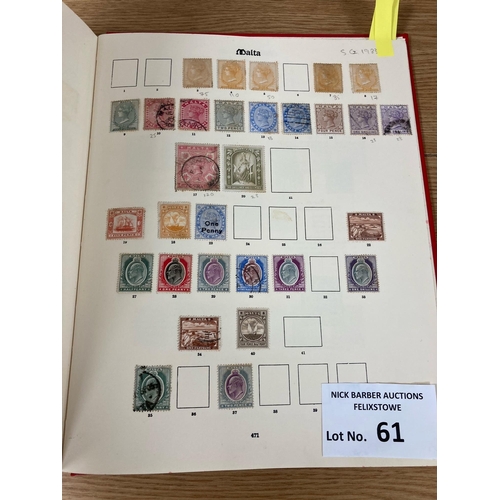 61 - Stamps: New Imperial SG album QV-KGV red in great condition; contents generally sparse but some good... 