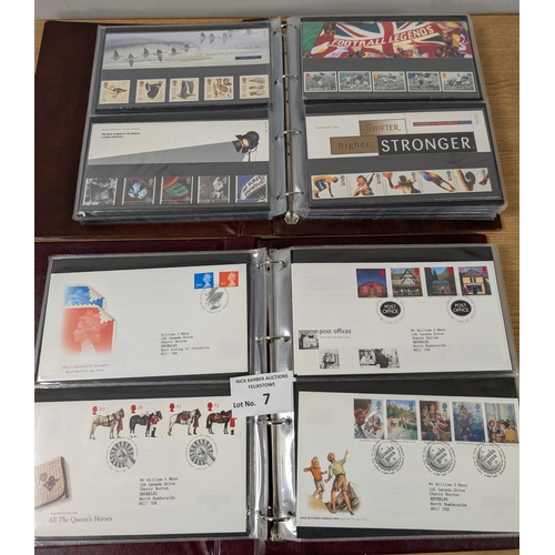 7 - Stamps: Pair of Royal Mail full cover albums, hingeless RM GB album and presentation pack GB album, ... 