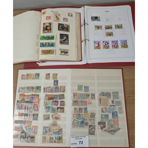 72 - Stamps: World collection in various albums; needs investigating.