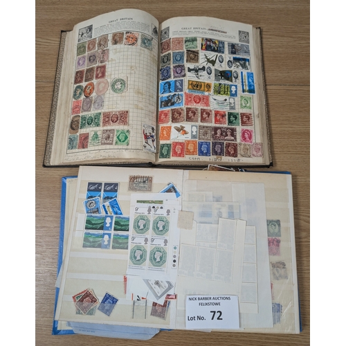 72 - Stamps: World collection in various albums; needs investigating.