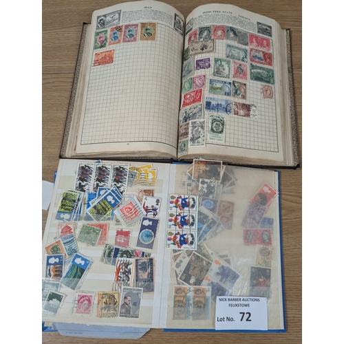 72 - Stamps: World collection in various albums; needs investigating.