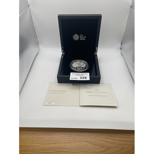 328 - Coins: Platinum Wedding 2017 QEII 5oz/156g Silver Crown with deluxe presentation box; in Fine condit... 