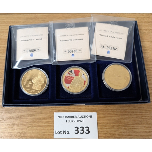 333 - Coins: Box of vintage coins, crowns, and modern issue commemorative coins.