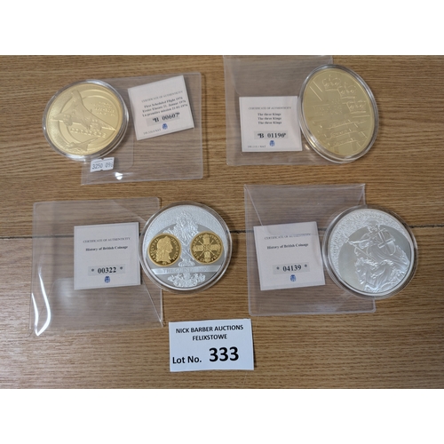 333 - Coins: Box of vintage coins, crowns, and modern issue commemorative coins.