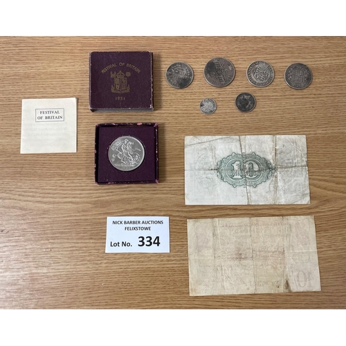 334 - Coins: Collection of mostly half crowns from George III to Queen Victoria, plus others, and 2x KGV 1... 