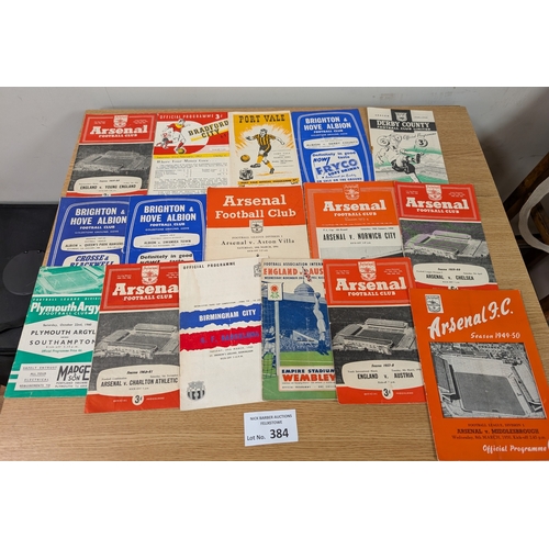 384 - Sports; Football: Football programme selection, 1940s-50s mostly, including Tottenham, Man United, D... 