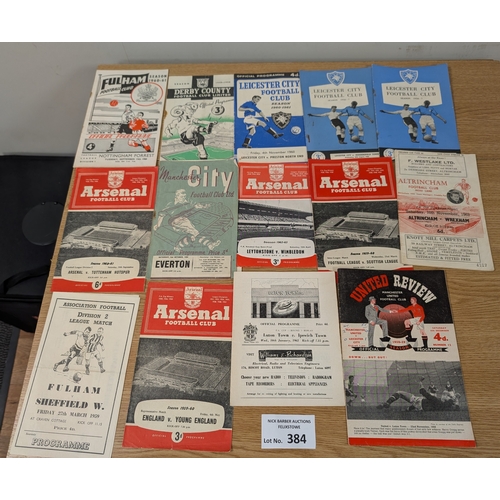 384 - Sports; Football: Football programme selection, 1940s-50s mostly, including Tottenham, Man United, D... 