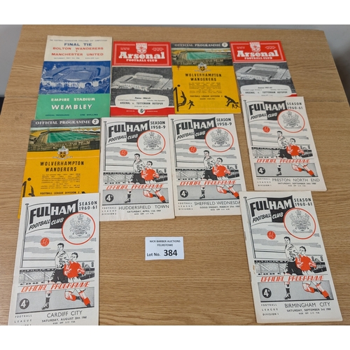 384 - Sports; Football: Football programme selection, 1940s-50s mostly, including Tottenham, Man United, D... 