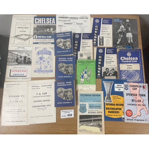 408 - Sports; Football: Box of programmes, modern tickets, programmes, mainly 1960s; includes several res/... 