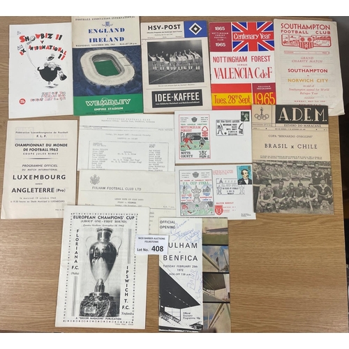 408 - Sports; Football: Box of programmes, modern tickets, programmes, mainly 1960s; includes several res/... 