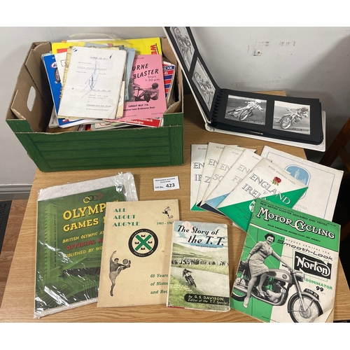 423 - Sports: Mixed lot including Football, Motor Cycling, Grass Track, Olympics, etc.; including 1948 Lon... 