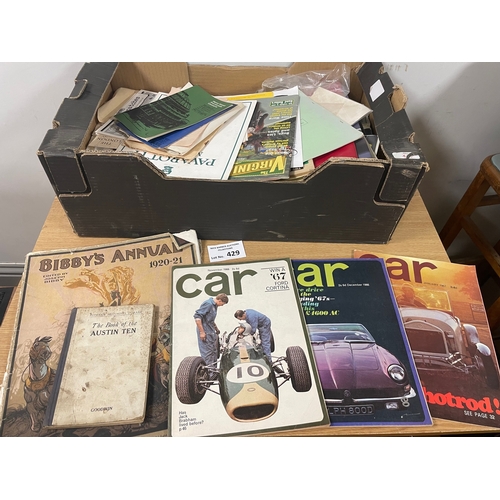 429 - Sports: Large crate of ephemera with much Motor Sport, F1, car related, etc.