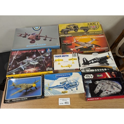 451 - Diecast; Model Kits: Box of boxed model kits including Revell, Italeri, Heller, etc.