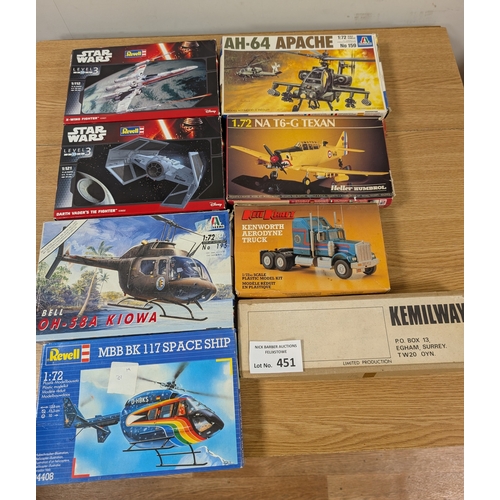 451 - Diecast; Model Kits: Box of boxed model kits including Revell, Italeri, Heller, etc.