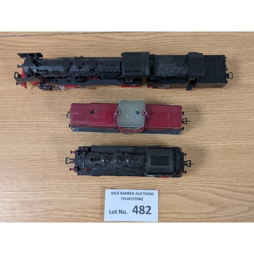 482 - Diecast; Railway: Fleischmann HO Gauge engine/tender + 2x engines; unboxed and unused, in fine condi... 