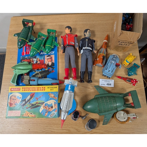 484 - Diecast; Vintage Toys: Thunderbirds large assortment including figures, diecast Matchbox vehicles, a... 