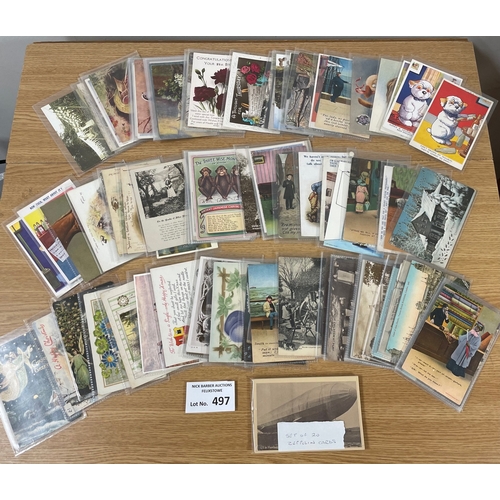 497 - Postcards: Box of subjects cards; all Fine; all sleeved, 500+.