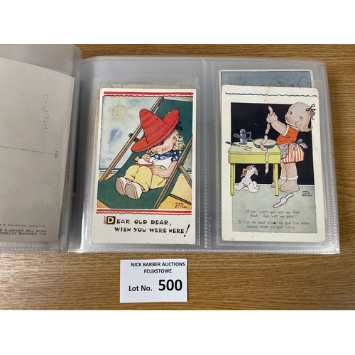 500 - Postcards: Album of children's artist cards, many different artists, some foreign; 200+.