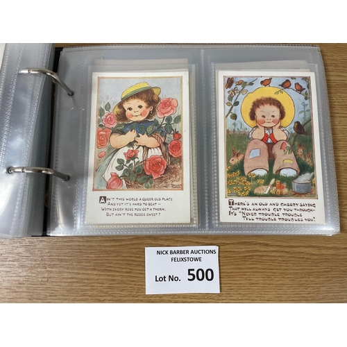 500 - Postcards: Album of children's artist cards, many different artists, some foreign; 200+.