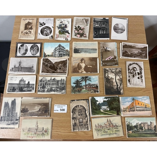 508 - Postcards: Box of early topographical and greetings postcards.