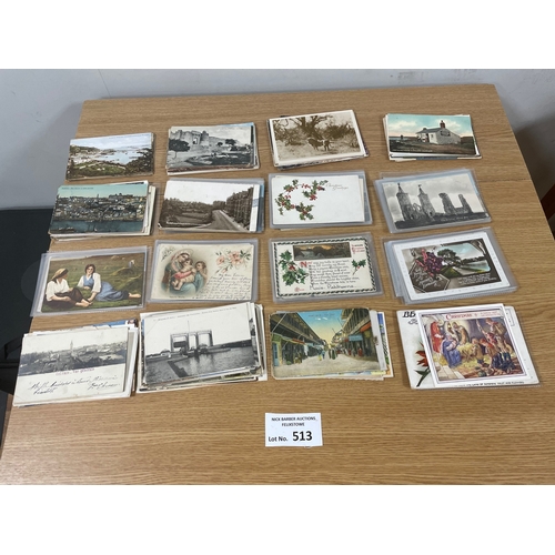 513 - Postcards: 1000+ mixed postcards, mainly vintage worldwide; some in sleeves.