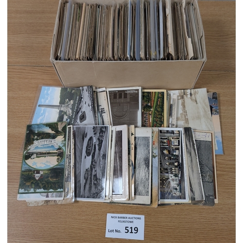 519 - Postcards: Approx 600+ vintage postcards; mixed but mainly UK topo.