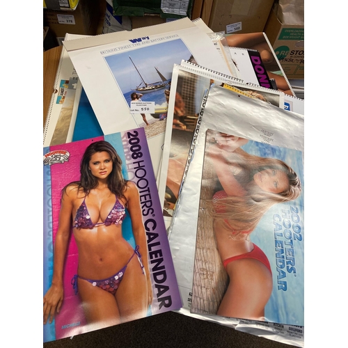 550 - Adult Glamour: Large quantity of various adult glamour calendars, including Daily Star, dating back ... 