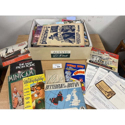 566 - Magazines: Ephemera 1940s onwards; large box including circus, theatre, etc.