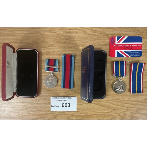 603 - Collectables; Militaria: National Service Medal Normandy 1944; modern medals in relevant boxes.