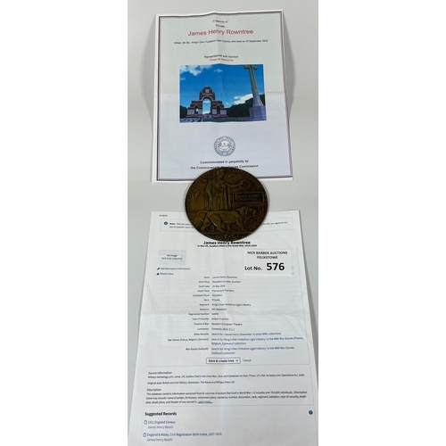 Militaria: Death Penny - James Henry Rowntree 34945 9th Bn Kingsown ...