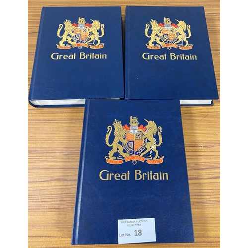 18 - Stamps : GB collection in 3 quality stockbooks, from KGV onwards, modern issues incl mini sheets, bo... 