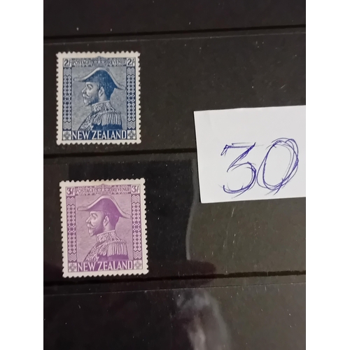 30 - Stamps : New Zealand 1927 2/- Blue and 3/- Mauve fine mint white gum, sg 469/70, Cat v £200+.