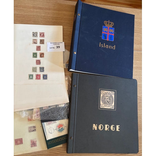 39 - Stamps : Norway and Iceland collections in special printed albums, loose and on old album pages.
