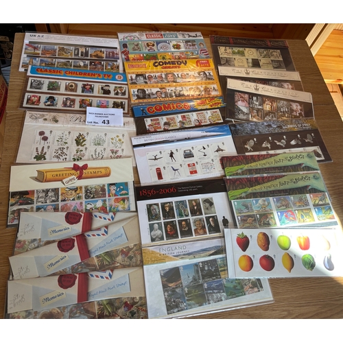 43 - Stamps : Small collection of presentation packs with mostly strips of 10 First Class stamps. A few w... 