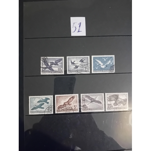 51 - Stamps : Austria - The scarce 1950 air set of birds, f. used, SG1215-21, cat value £440.