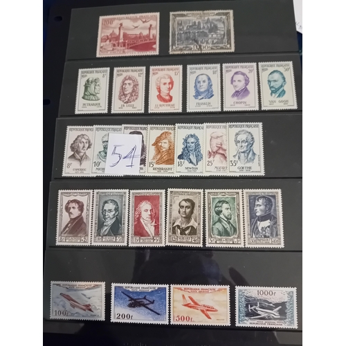 54 - Stamps : France - 1954 Airs UMM plus several sets, incl Famous Men etc, cat £650+.