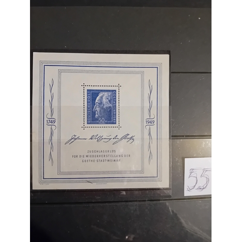 55 - Stamps : Germany East - 1949 Goethe m/s UMM, cat £250.