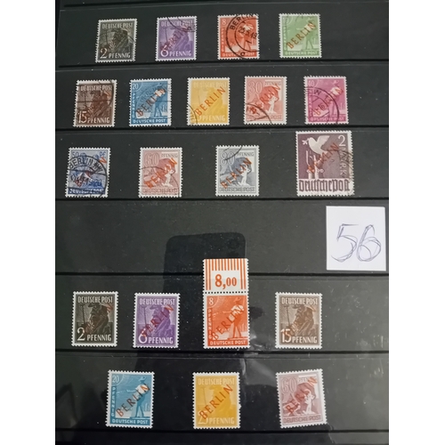 56 - Stamps : Germany - set of Berlin 'red' over prints of 1948/9, 13 used, 7 mint, total cat £500+.