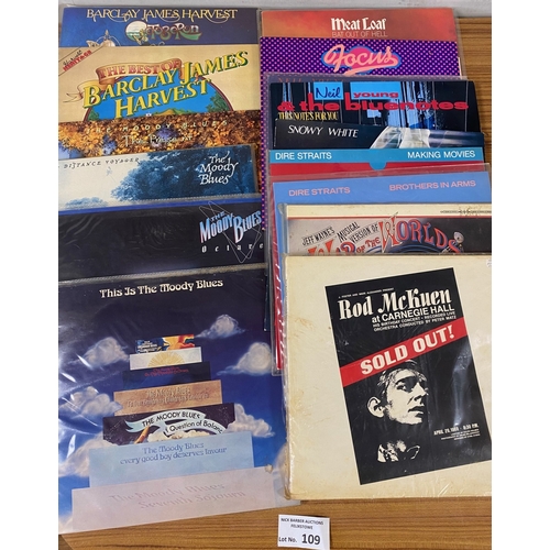 109 - Records : Box of albums, decent names, good conditions, incl U2, Neil Young, Lennon, Dylan, Gary Moo... 