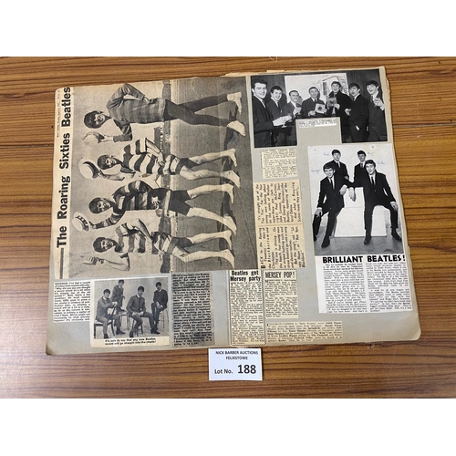 188 - Records : Beatles concert programmes incl Roy Orbison and a ticket stub affixed to a scrap book, inc... 