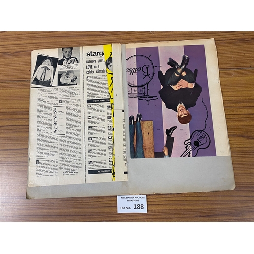 188 - Records : Beatles concert programmes incl Roy Orbison and a ticket stub affixed to a scrap book, inc... 