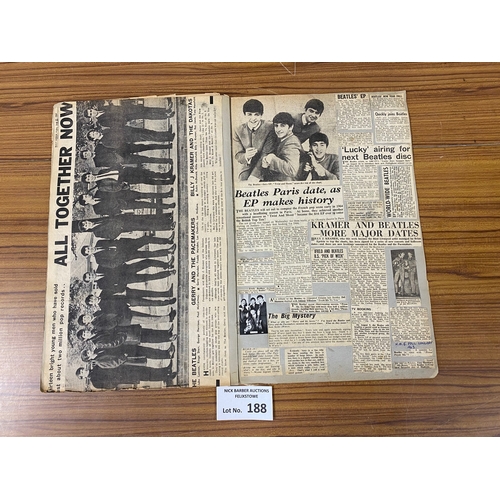 188 - Records : Beatles concert programmes incl Roy Orbison and a ticket stub affixed to a scrap book, inc... 