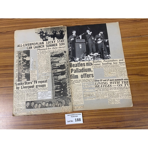 188 - Records : Beatles concert programmes incl Roy Orbison and a ticket stub affixed to a scrap book, inc... 