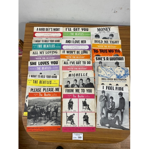 189 - Records : Beatles original song sheets generally in great condition, difficult to find in numbers, c... 
